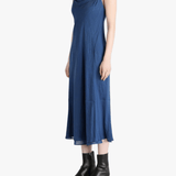 blue dress, full body view