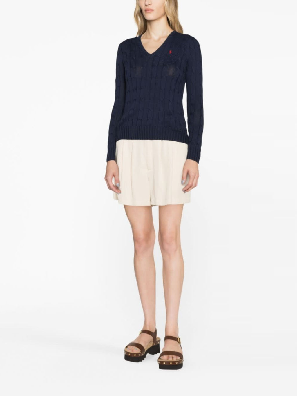 POLO RALPH LAUREN - Women Cable Knit V Neck Sweater