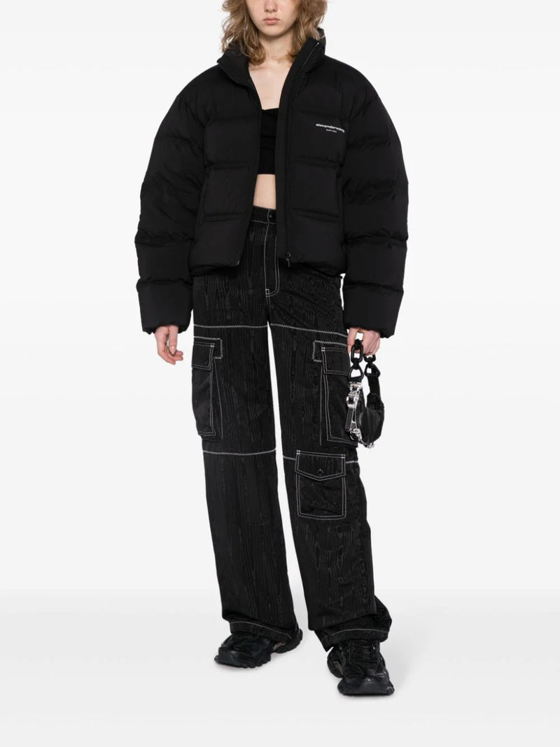 ALEXANDER WANG - Women Jacquard Channel Cropped Puffer W/ Reflective Logo