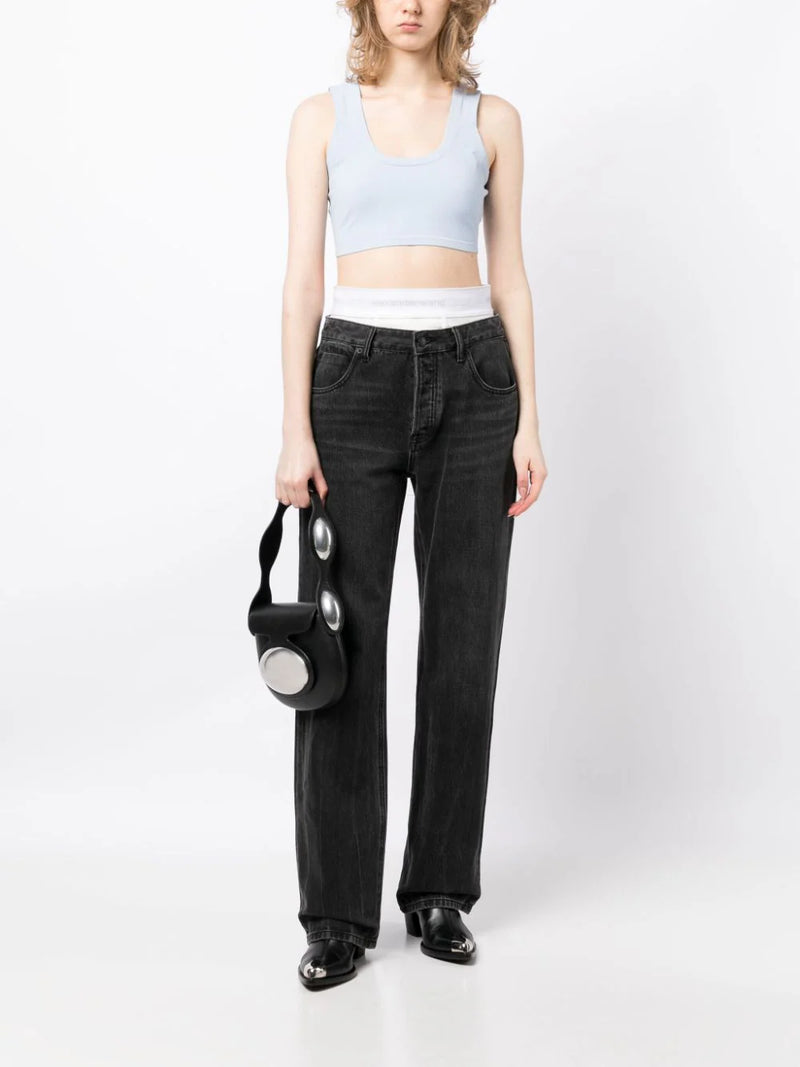Alexander Wang Sports Bra With Crystal-studded Logo Trims in Black