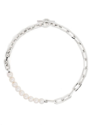 MAOR Trio Elm Bracelet/Necklace In Silver With White Pearl
