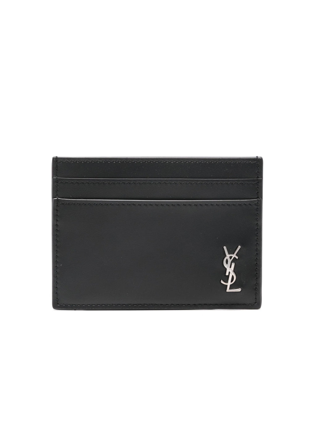 SAINT LAURENT - Men Silver Logo Card Wallet