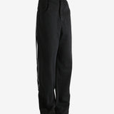 Black trousers worn by a person, showing the trousers fit