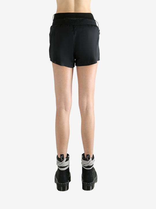 Black shorts worn by a person, showing the shorts fit