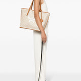 Tan bag, full body view