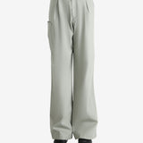 Grey pants worn by a person, showing the pants' fit