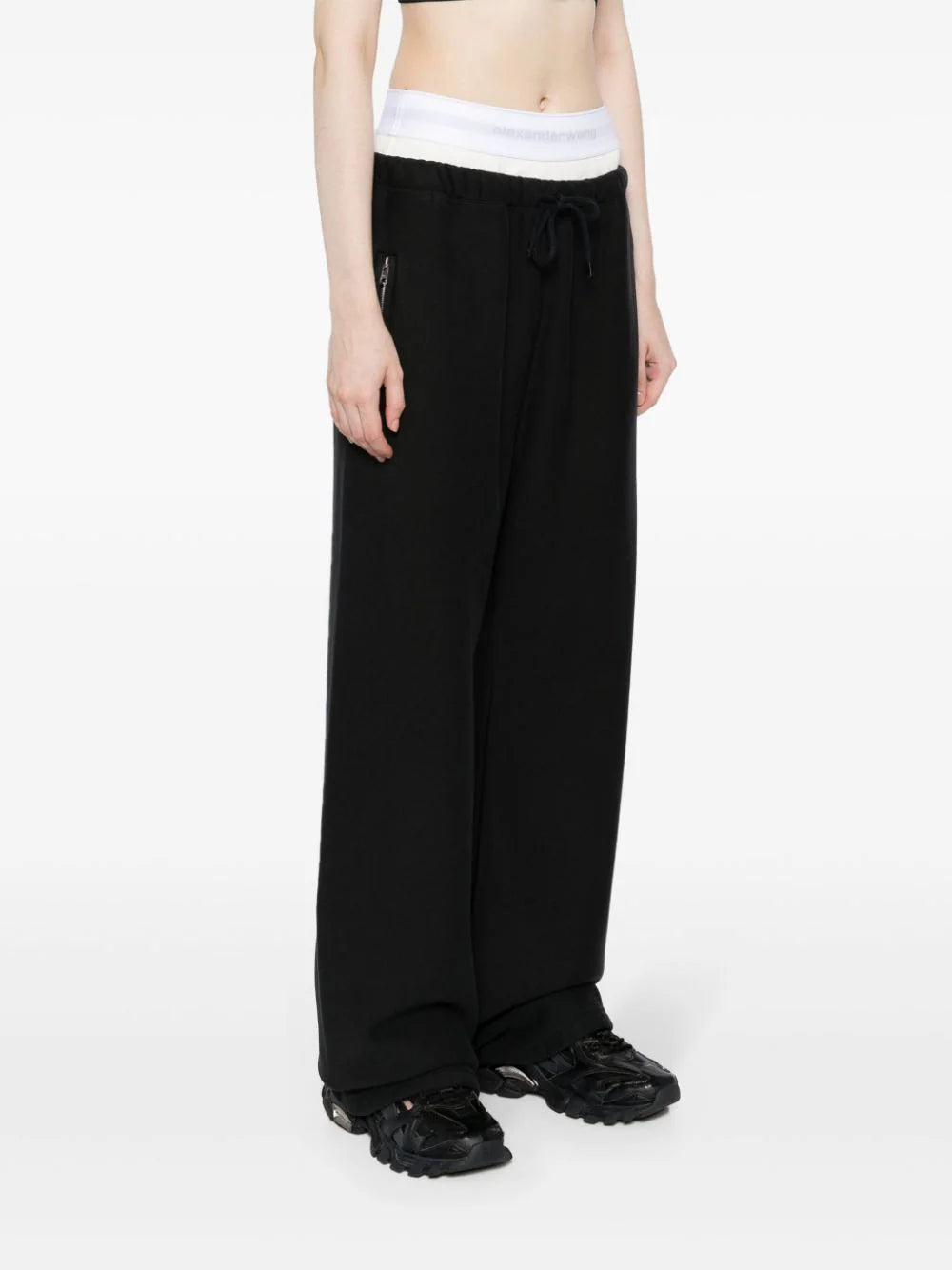 T BY ALEXANDER WANG - Women W/ Logo Elastic Exposed Brief Wide Leg Sweatpant