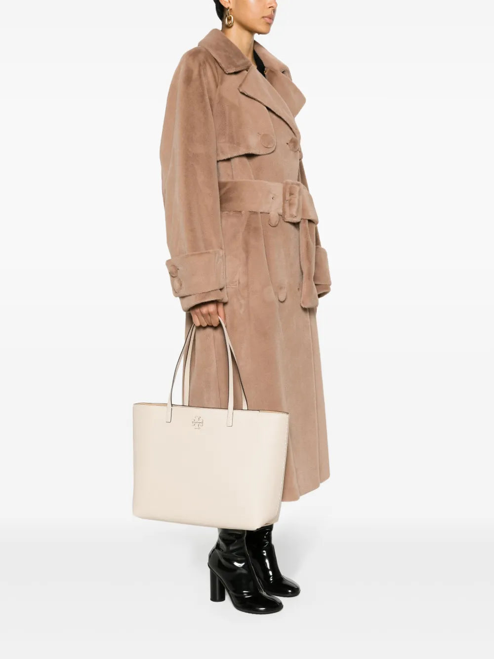 Tan bag, full body view