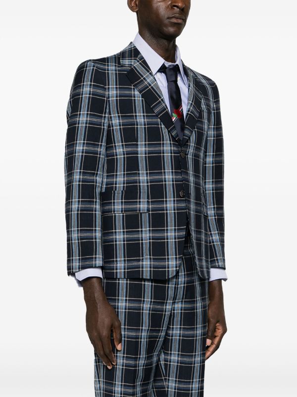 THOM BROWNE Men Unstructured Straight Fit SB S/C In Wool Linen Suiting