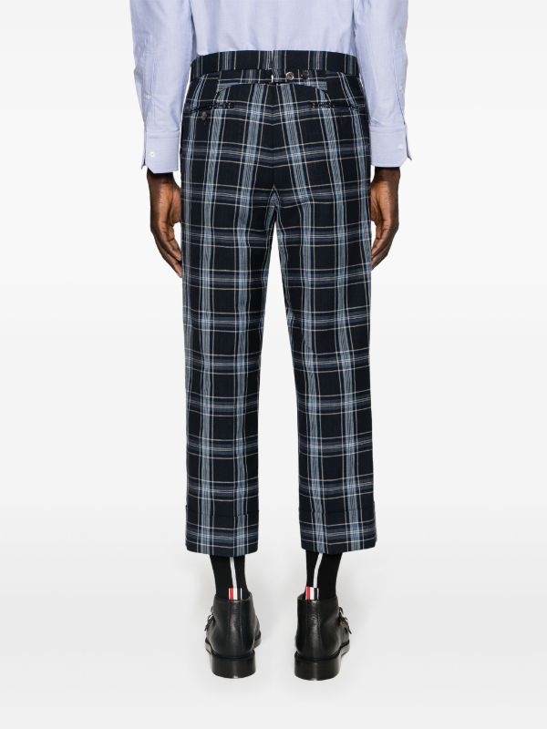 THOM BROWNE Men Low Rise Drop Crotch Backstrap Trouser In Wool Linen Suiting