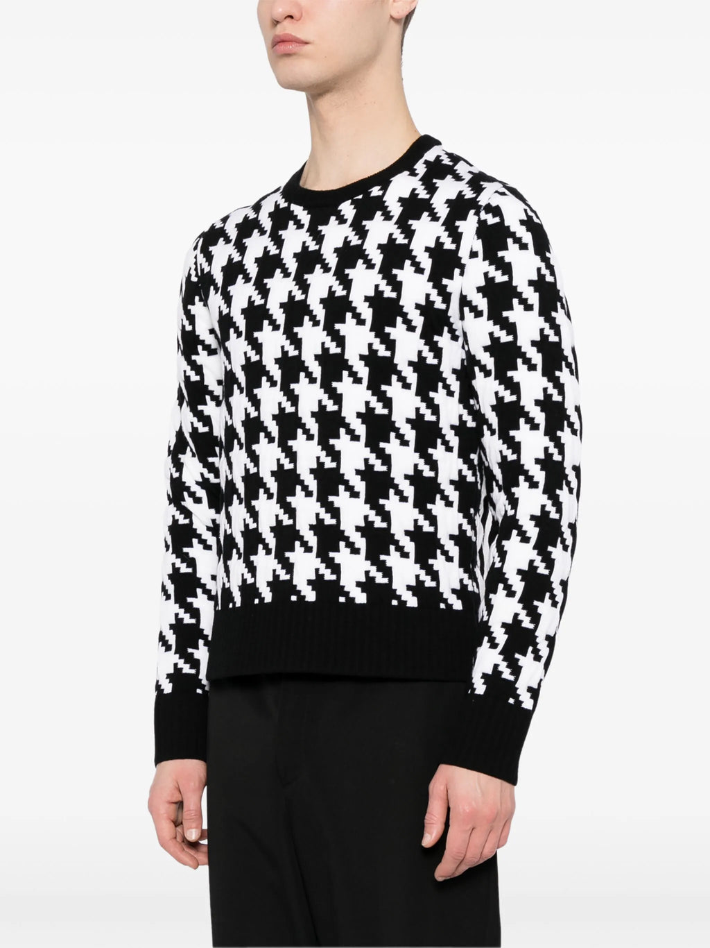 THOM BROWNE Men Pullover W/ Houndstooth Quilted Jacquard in Merino Wool