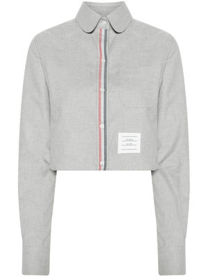 THOM BROWNE - Women Classic Cropped Round Collar Shirt