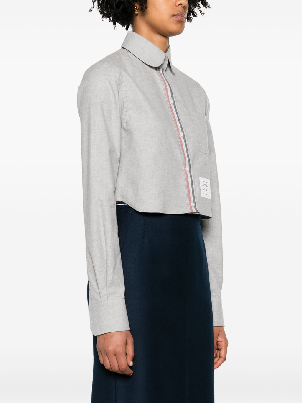 THOM BROWNE - Women Classic Cropped Round Collar Shirt