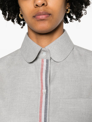 THOM BROWNE - Women Classic Cropped Round Collar Shirt