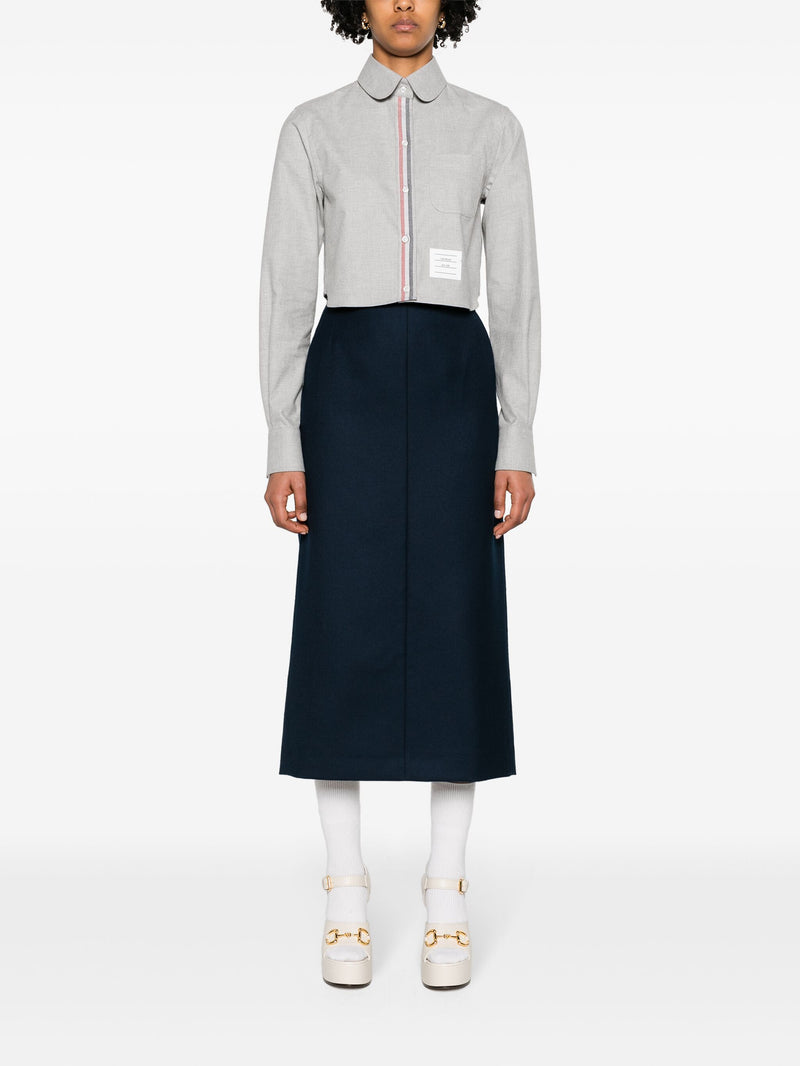 THOM BROWNE - Women Classic Cropped Round Collar Shirt