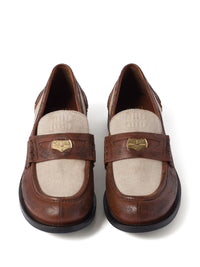 MIU MIU Women Leather Linen Loafers