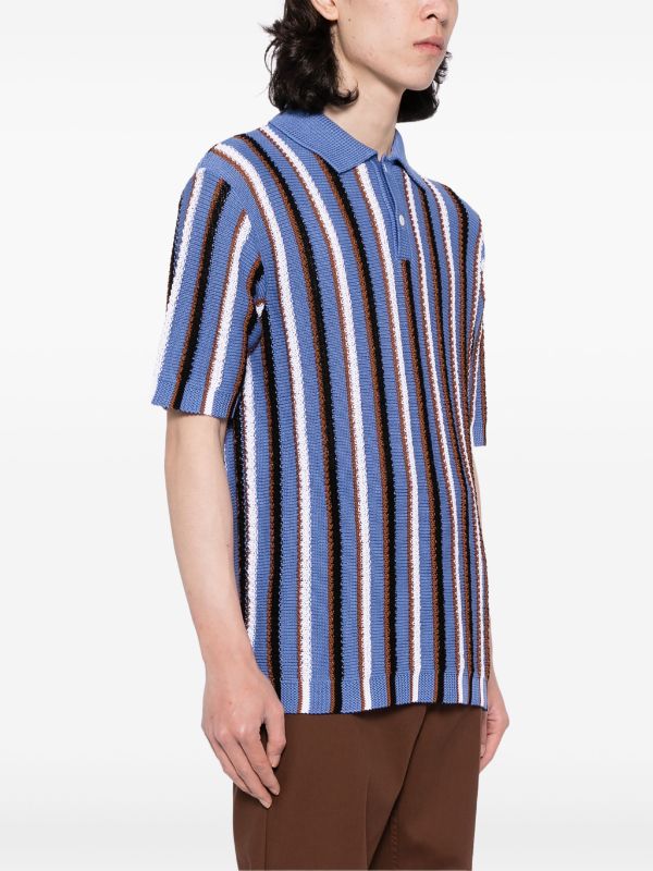 MARNI Cotton Cable Striped Polo Shirt