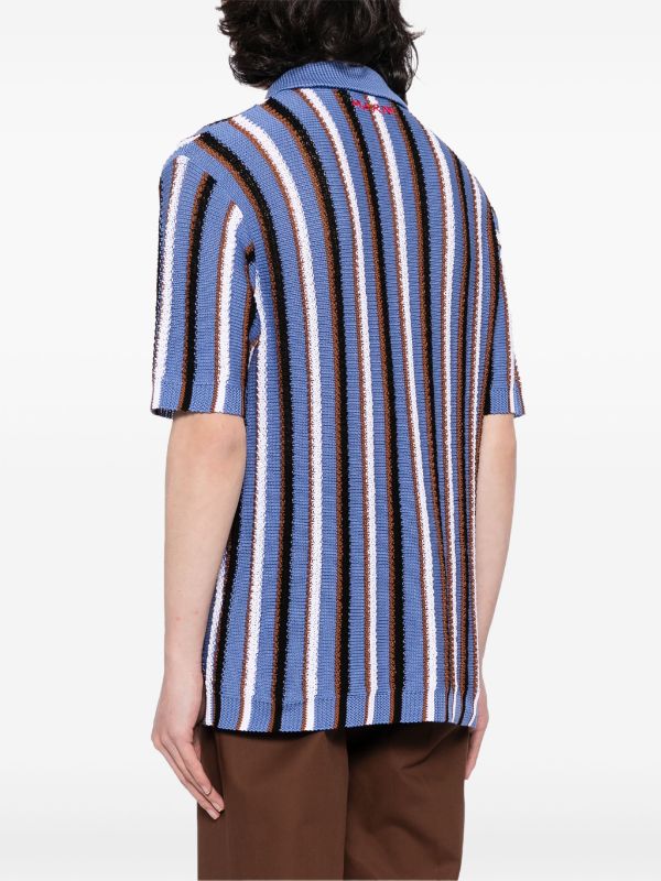 MARNI Cotton Cable Striped Polo Shirt
