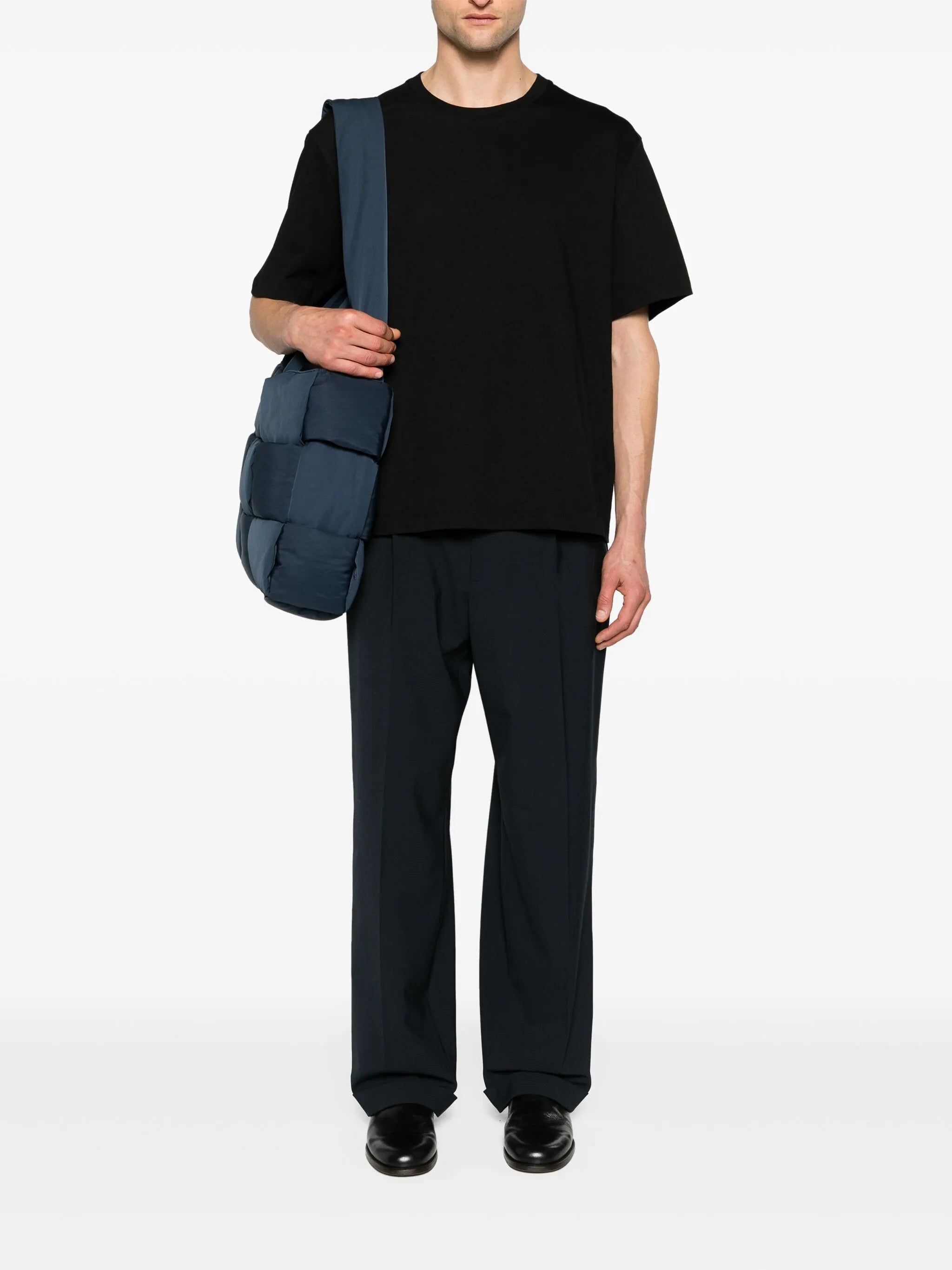 Black t-shirt, full body view