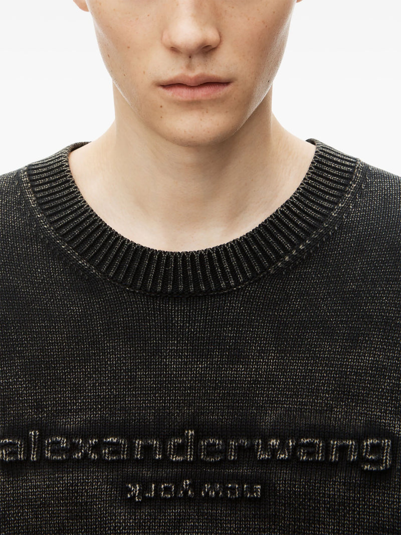 ALEXANDER WANG Oversized LS Pullover With Emboss Alexander Wang Logo