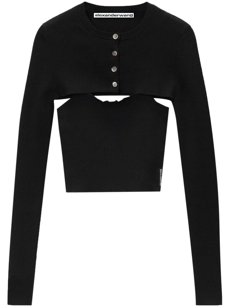 ALEXANDER WANG Women Cropped Cardigan With Cami Tank Twinset