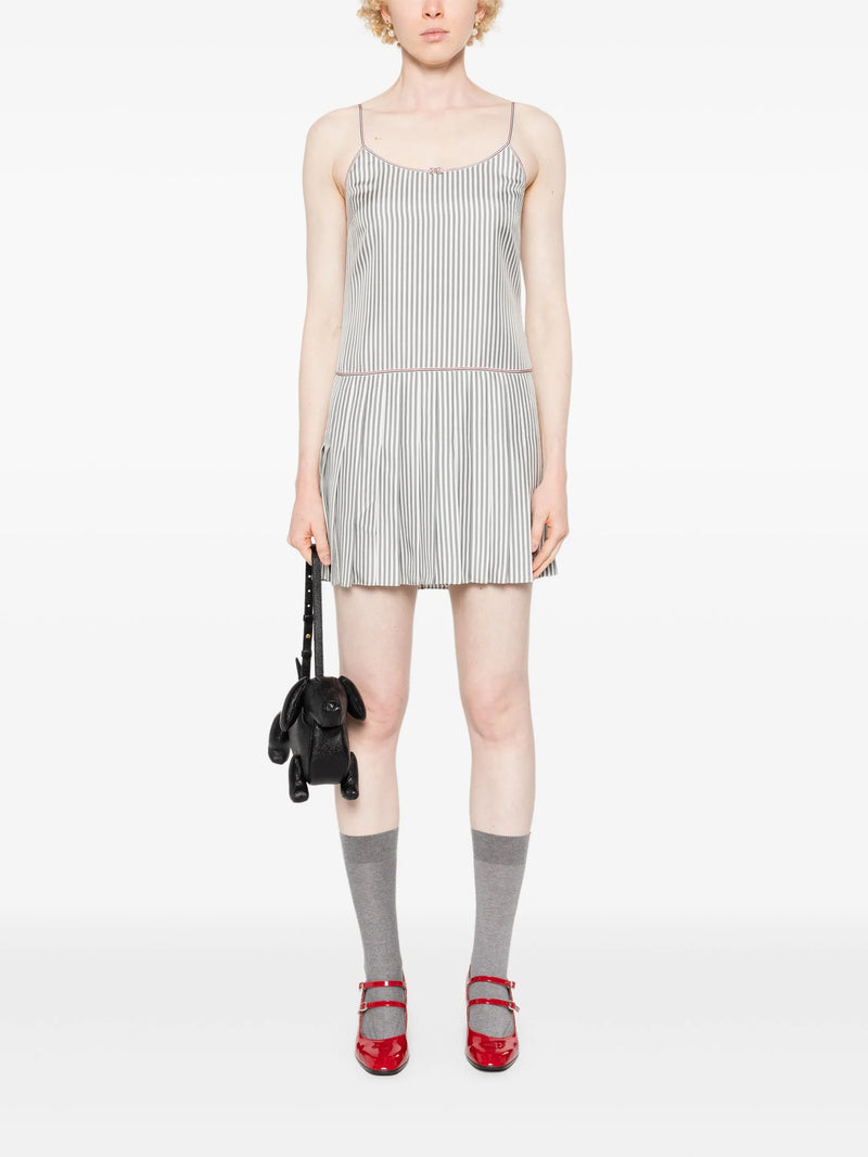 THOM BROWNE - Women Mini Mini Pleated Bottom Slip Dress