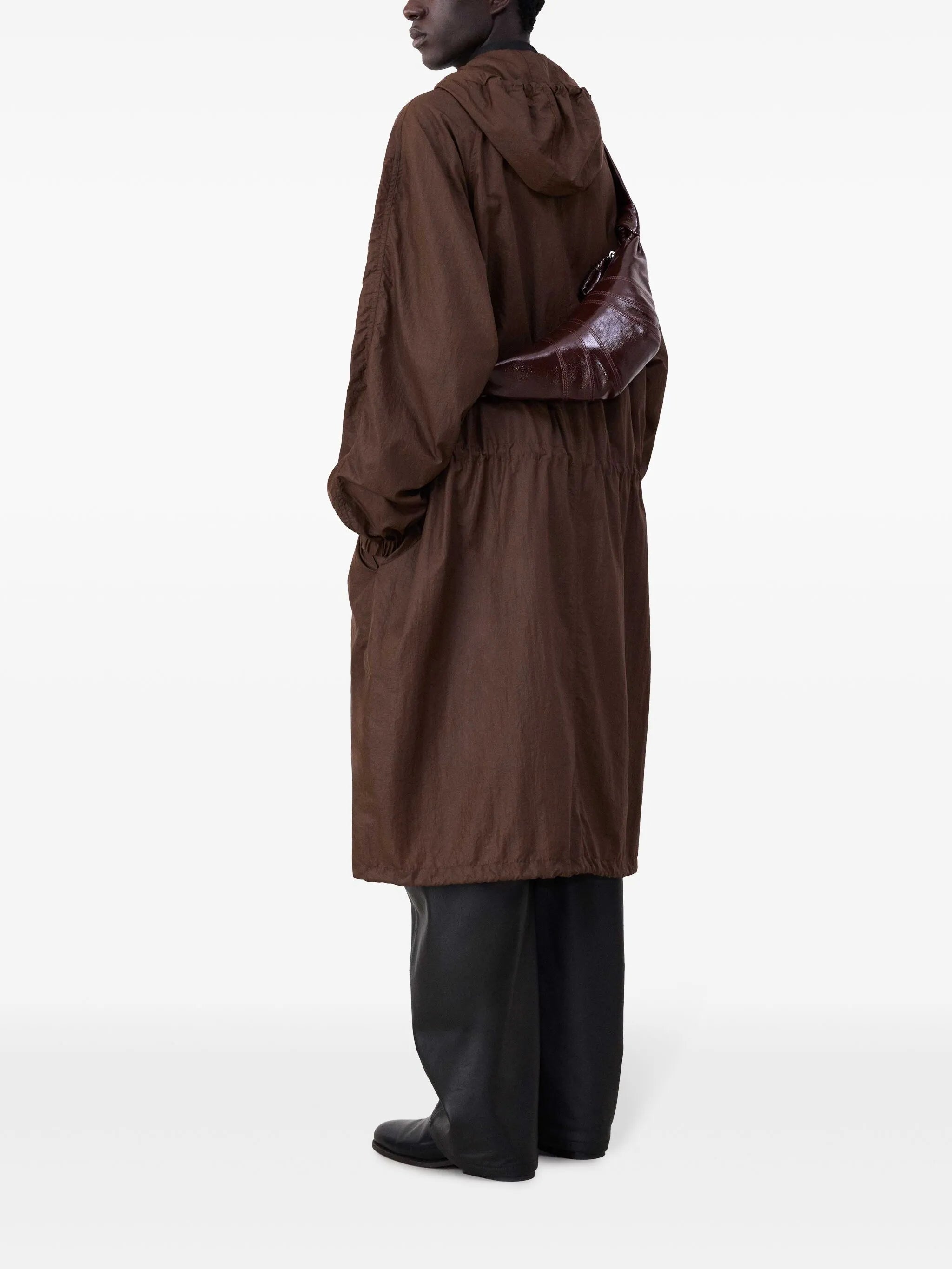 Brown croissant bag, full body view