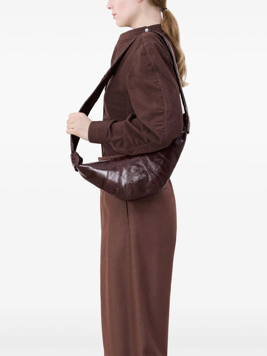 Brown croissant bag, full body view