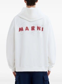 MARNI Men Wrinkled Marni Logo Organic Cotton Hoodie