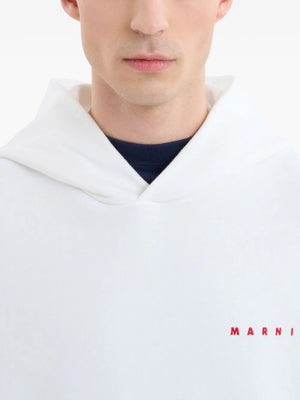 MARNI Men Wrinkled Marni Logo Organic Cotton Hoodie