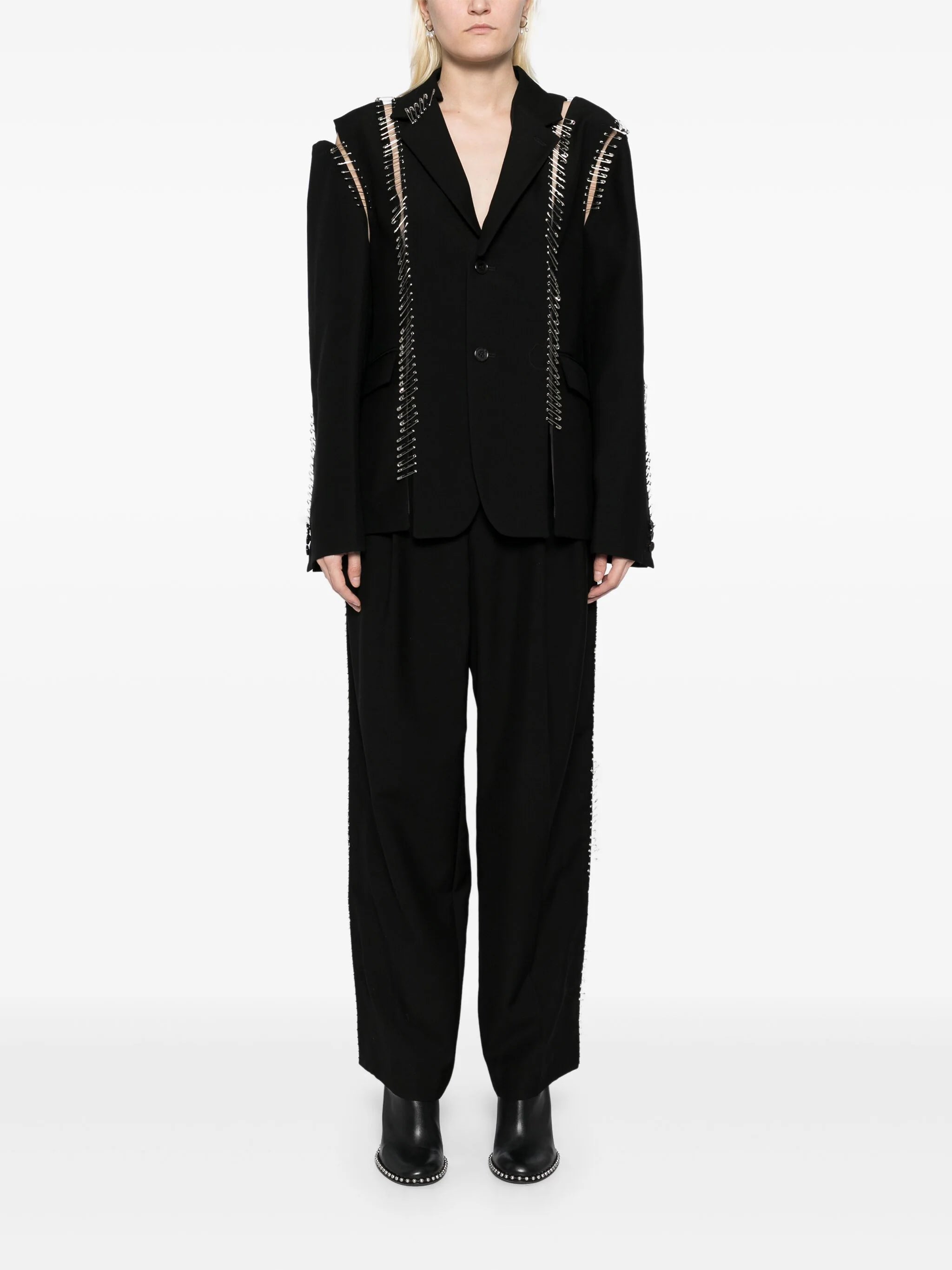 COMME des GARCONS コムデギャルソン noir kei ninomiya ノワールケイニノミヤ 22SS 3I-T019 フリル  ラッフルトリム コットン ジャケット ブラック系 M【美品】【中古】
