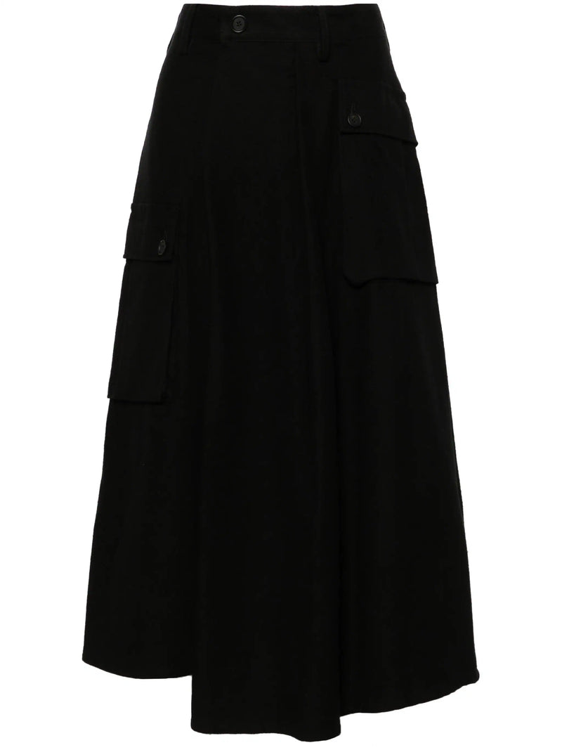 YOHJI YAMAMOTO REGULATION - Women Wide Tuck Cargo Skirt