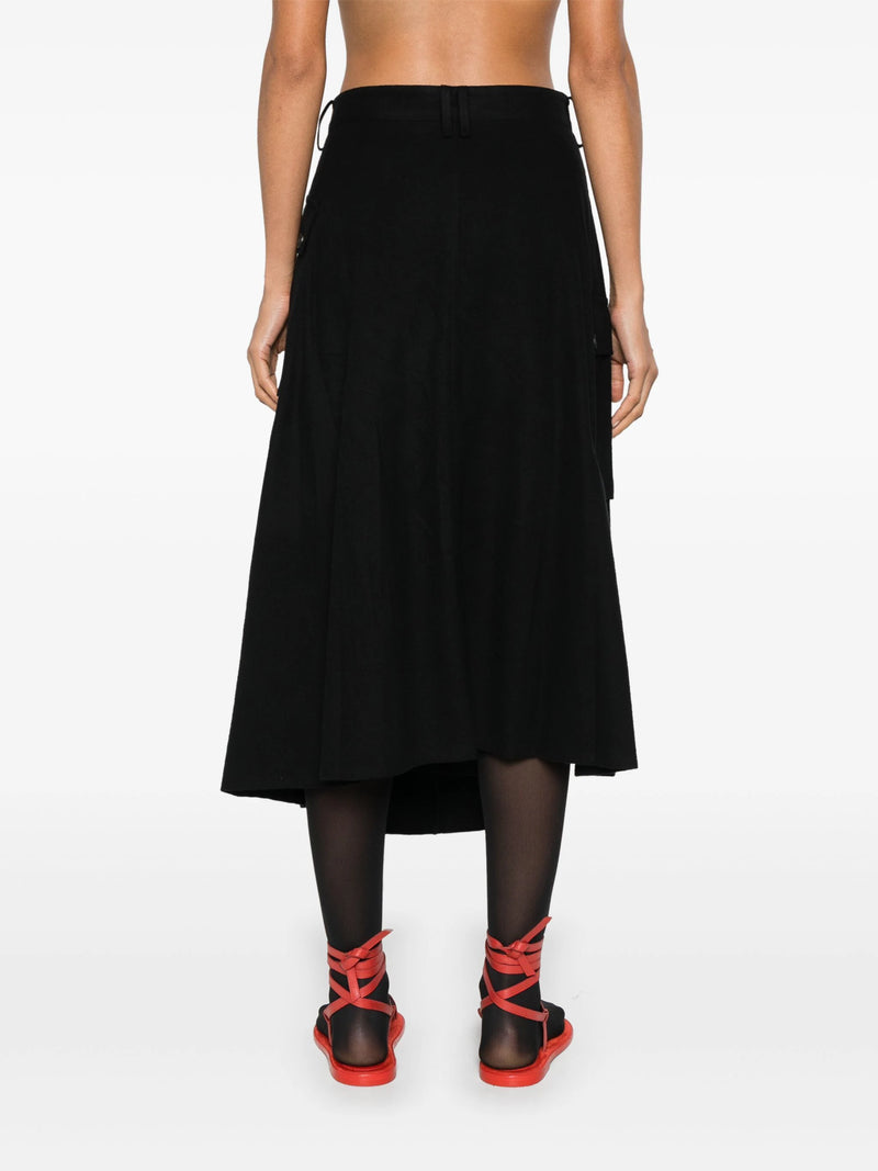 YOHJI YAMAMOTO REGULATION - Women Wide Tuck Cargo Skirt