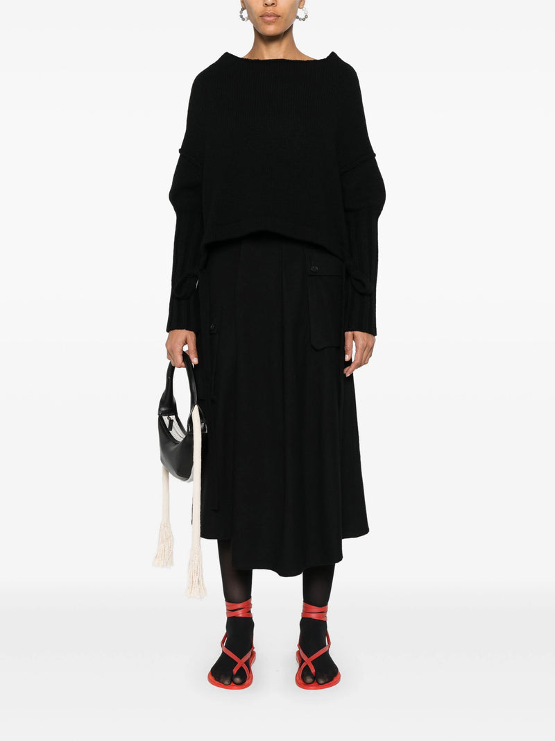 YOHJI YAMAMOTO REGULATION - Women Wide Tuck Cargo Skirt