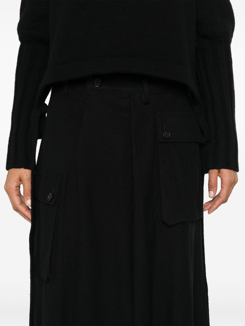 YOHJI YAMAMOTO REGULATION - Women Wide Tuck Cargo Skirt