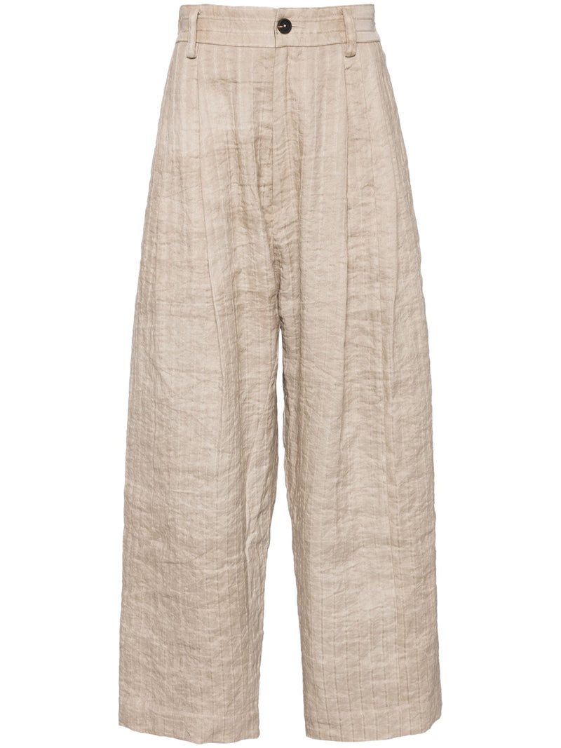 ZIGGY CHEN - Men Front Pleated Wide Leg Long Trousers