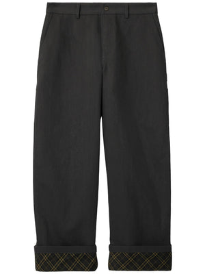 BURBERRY - Men Relaxed Check Lined Work Trousers