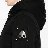 Close up of black coat, showing texture of the cotton fabric