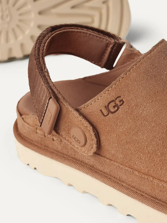 Close up of brown shoes, showing texture of the suede fabric