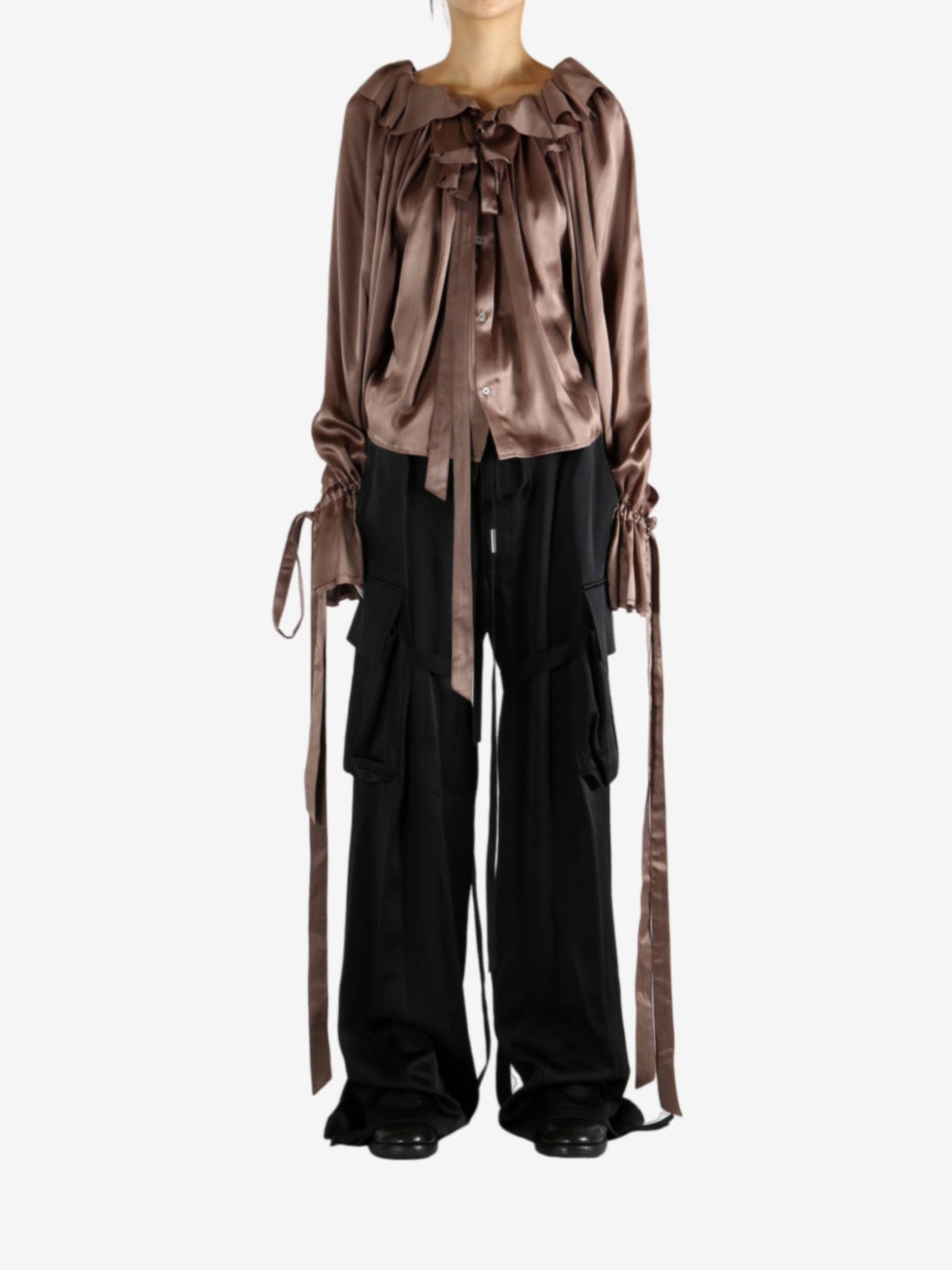 Brown top, full body view