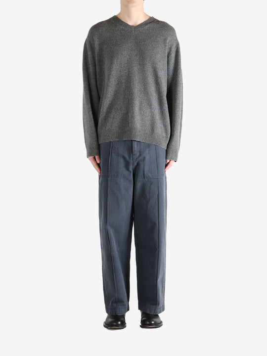 Gray sweater, full body view