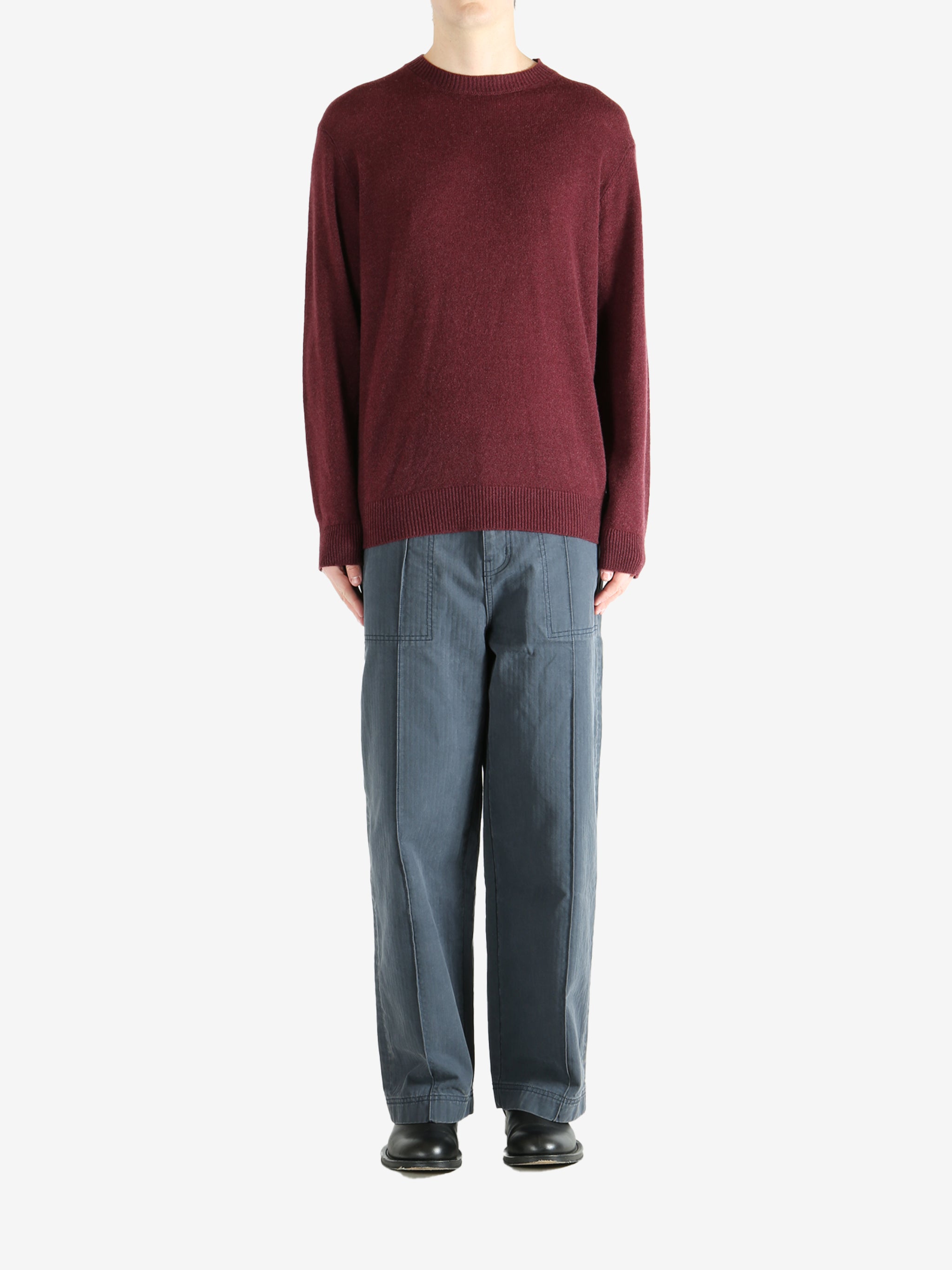 Red sweater, full body view