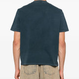 Blue shirt worn by a person, showing the shirt's fit