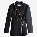 Navy coat, front view