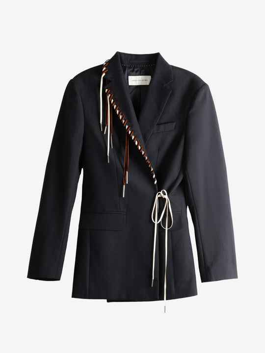 Navy coat, front view