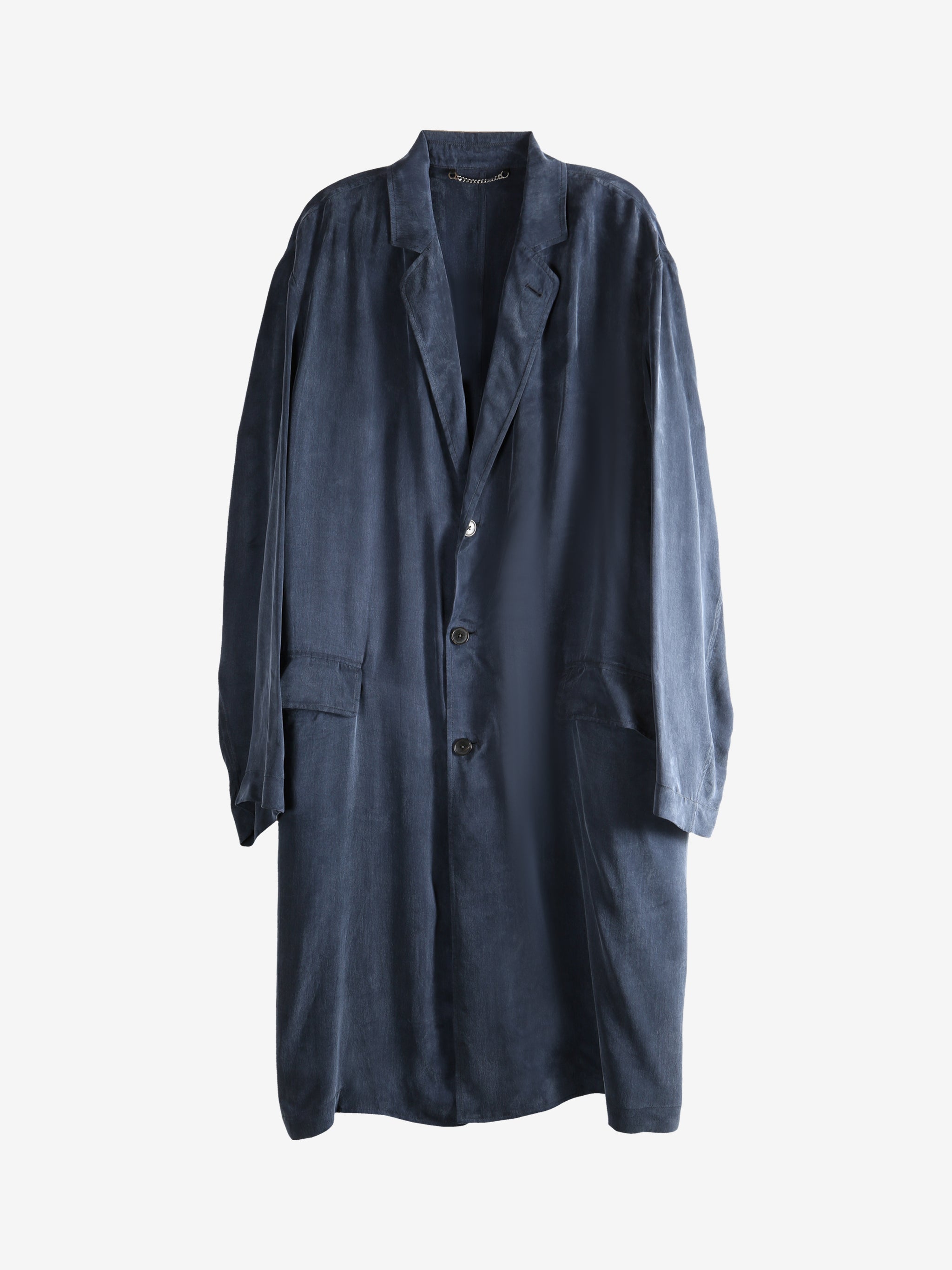 Navy coat, front view