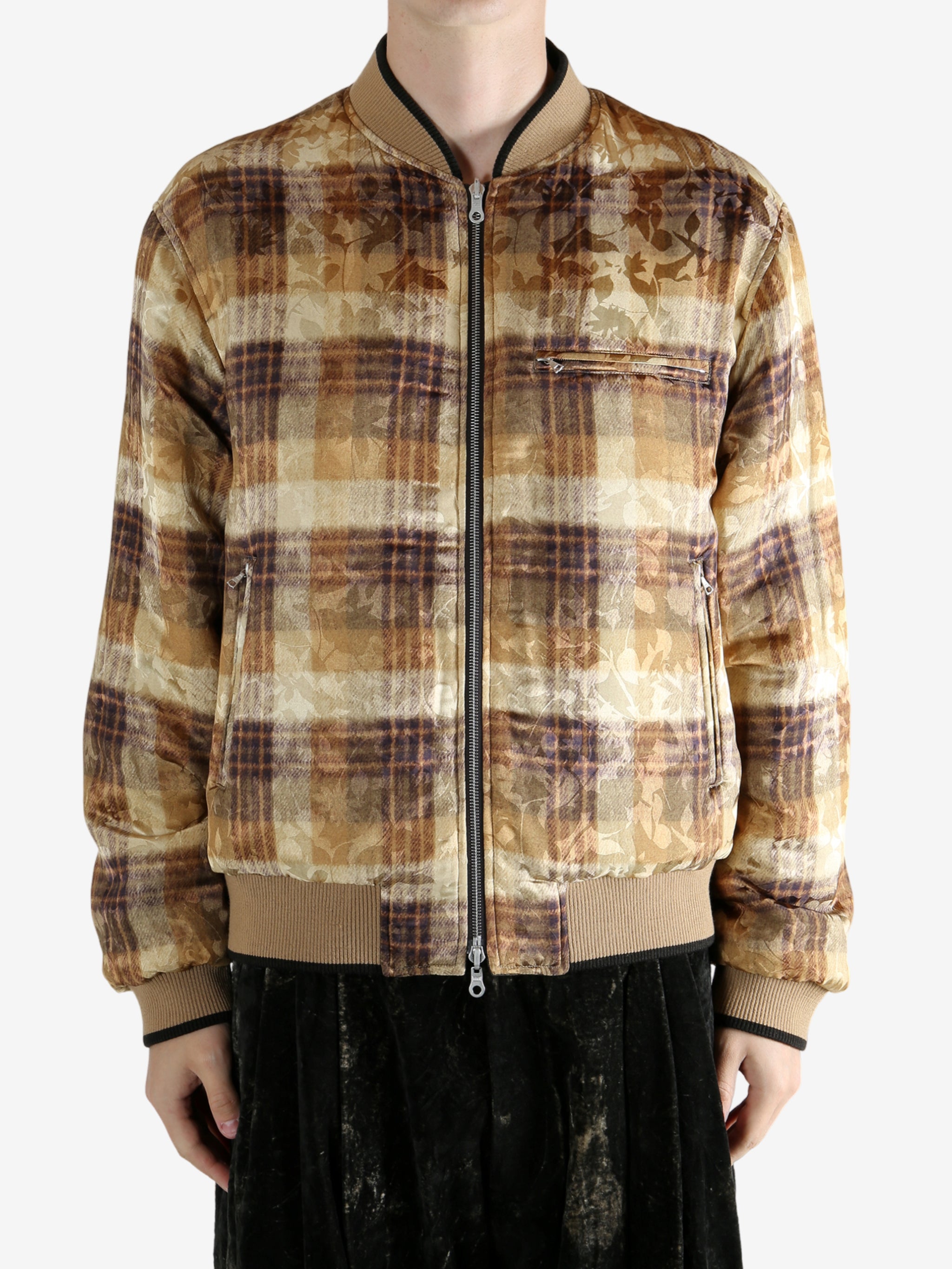 Yellow bomber jacket worn by a person,showing the jacket fit