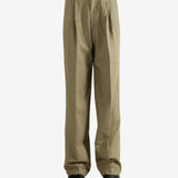 Tan pants worn by a person, showing the pants' fit