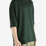 Green shirts worn by a person, showing the shirts fit