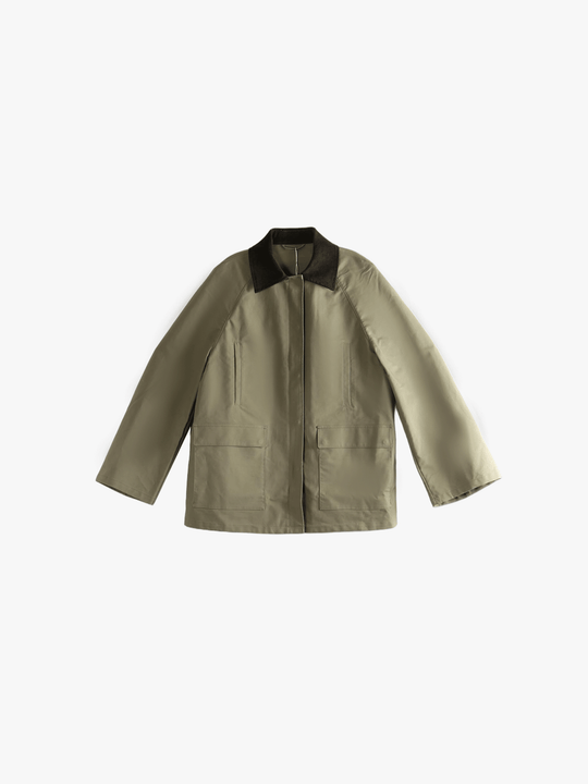 Green coat , front view